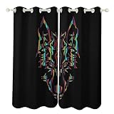 Chromatic Wolf 2 Panels Grommet Window Curtains Blackout Perforated Curtains Pinch Pleated Drapes fo