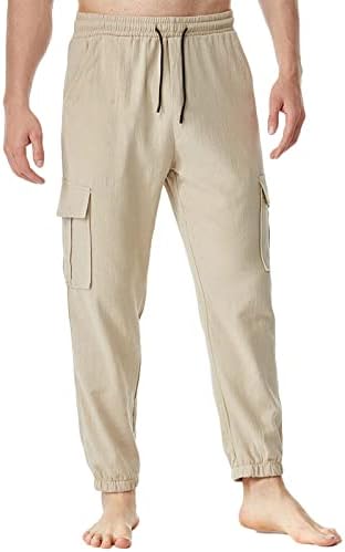 Men's Tapered Joggers Relaxed Fit Pants Drawstring Elastic Waist Quick Dry Cargo Track Sweatpants with Pockets (Medium, Khaki)