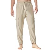 Men's Tapered Joggers Relaxed Fit Pants Drawstring Elastic Waist Quick Dry Cargo Track Sweatpants wi