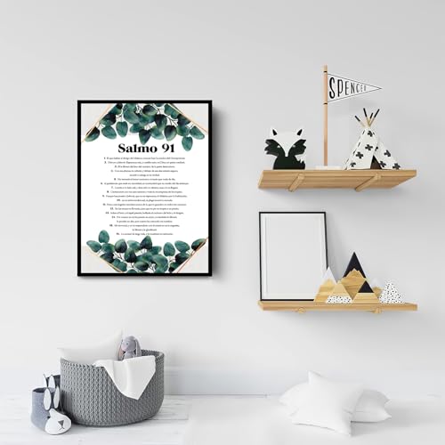 Salmo 91 En Español Para Pared Psalm 91 Wall Art Cuadros Cristianos Para Pared En Español Christian Wall Decor In Spanish Home Living Room Bedroom Bathroom Office Decor(8x12inch)-Wooden Framed by FIPAKIP - Used condition - Image 3