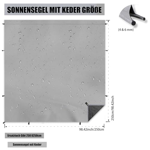 Markise, Sonnensegel mit Keder, Sonnensegel Wohnwagen, Kederschiene(4-6mm), V-w T4, T5, T6, Ersatztuch Gibt 250 X250cm, Vorzelt Wohnwagen, Auto Vorzelt, Must Have für Camper