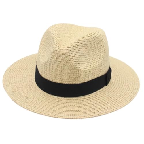 Chapeau de paille printemps respirant anti-UV avec ruban noir carré