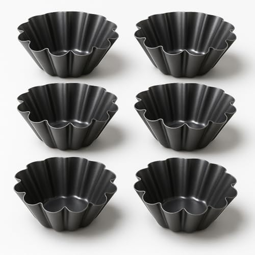 Space Home - 6 Flaneras Individuales Rizadas - Flaneras en Acero al Carbono - Flaneros Individuales - Flaneras Pequeñas - Flanero Individual - Molde Tartaleta - Molde Tarta - Set de 6-10 cm