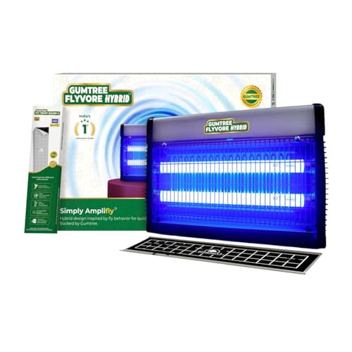 Image of Gumtree Flyvore Hybrid Insect Killer & Catcher | Electric Mosquito, Fly & Bug Zapper Machine for Home, Kitchen & Office | Eco-Friendly, Non-Toxic, Black & Silver | Powerful UV Light Trap