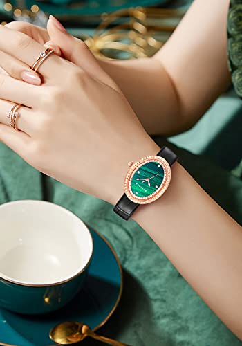 Brigada Women's Rose Gold Stainless Steel Quartz Dress Watch With Genuine Leather Strap #TOP2