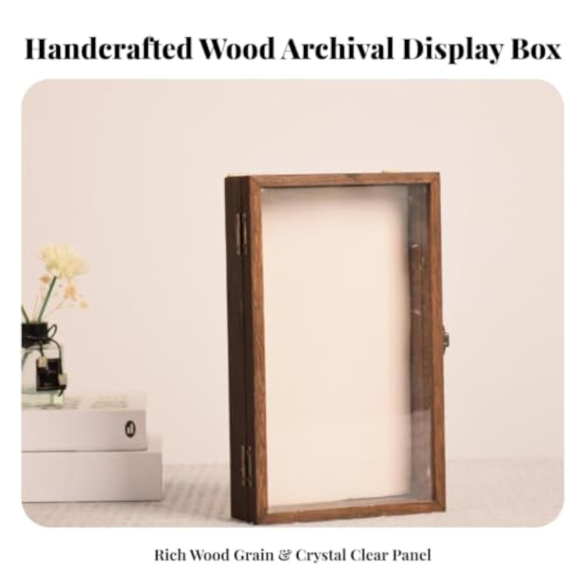 Transparent Wooden Display Case with Hinged Door