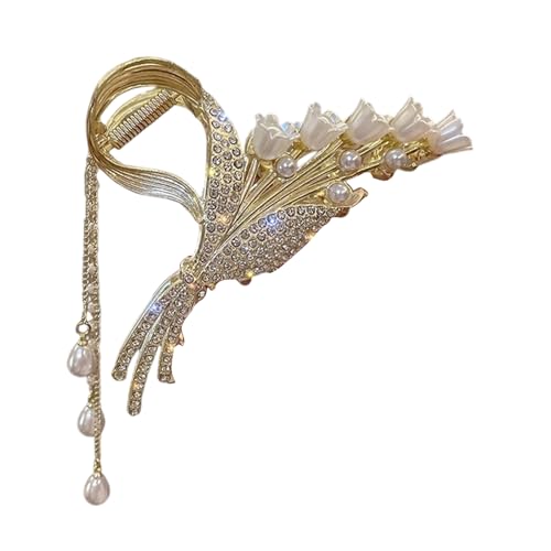 Glamorously Adorned Flower Hair Clip Slip Proof Metal Grip Tasseled Hair Accessories for Casual Formal Event Glamorously Adorned