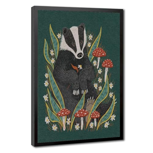 Enchanted Badger Wall Art Print – Whimsical Woodland Creature Illustration
