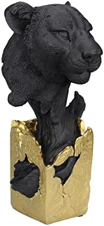 Polyroyal Black Cheetah Bust Statue,Panther Head Figurine, 9.2" H Cheetah Decor Animal Statues Decor for Home Office Decor,Gift for Any Animal Lover