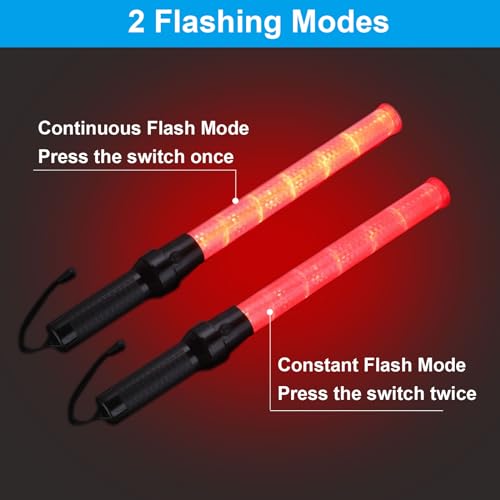 Bastones de tráfico con 2 modos de parpadeo LED rojo para control policial 3