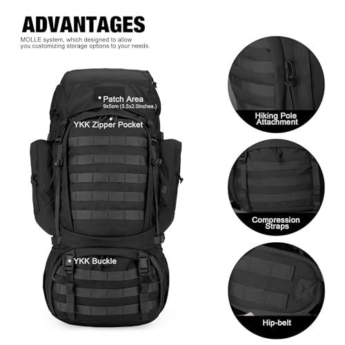 Image of Mardingtop 60L Military Internal Frame Backpack for Hiking,Camping,Hunting,Rucksack Backpack with Rain Cover