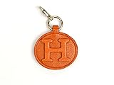 H Leather Initial Plate Keychain VANCA Craft-Collectible Keychain Made in Japan