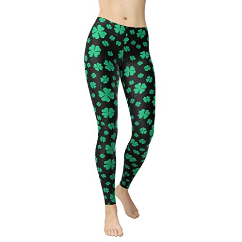ABOOFAN 1 par Trevo Print St. Patricks Day Leggings Mulheres Moletom Calças de Ioga