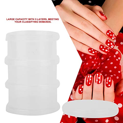Image of Nail Decoration Storage Box, Transparent Plastic Organizer with 3 Layers for Nail Art Accessories, Small Bead Containers with Lids, Craft Organizers for Nail Charms and Diamond Art