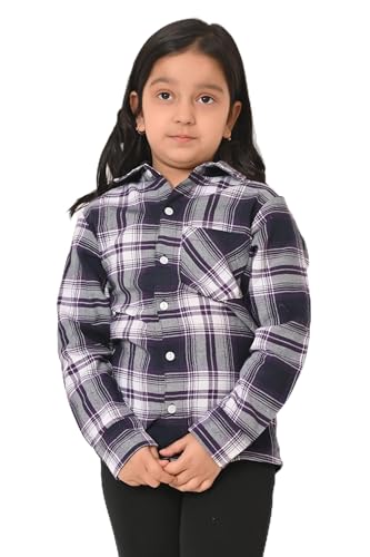 Image of Kids Cotton Shirt - Regular Fit Shirt for Girls & Boys, Unisex Full Sleeves Shirts, Collared Neck,Button Down Shirt, Checks Shirts for Casual Wear