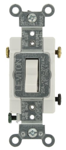Leviton 20-Amp, 120/277-Volt, Toggle 3-Way AC Quiet Switch, Commercial Grade, Grounding, CS320-2W, White