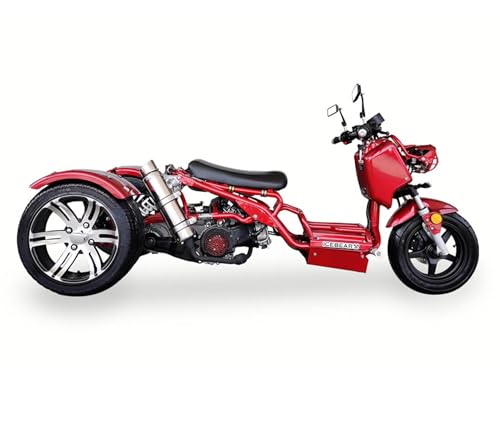 150CC Mean Dog Trike | 3-Wheel Motorcycle, ICEBEAR Ruckus PST150-19N, Featuring A Low Center of Gravity and Responsive Steering, Ample LEGROOM (Burgundy)