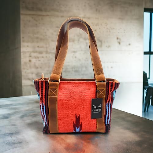 Bolso Tote Boho de Cuero y Lana Tejido a Mano miniatura 2