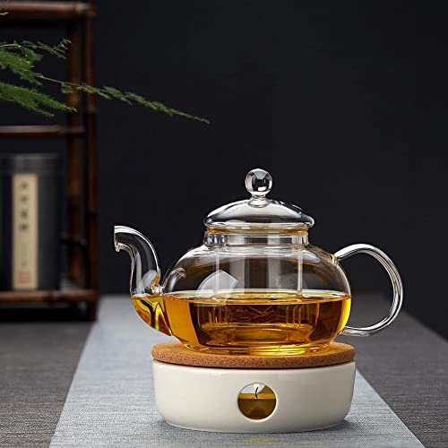 Ceramic Cork Trivet Teapot Warmer, Candle Heater for Pitchers Carafe