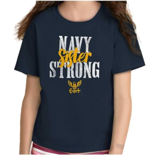 Brisco Brands US Navy Strong Sister Anchor Logo Girls Kids T Shirt Tees