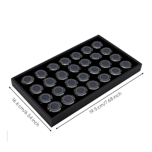 SM SunniMix Jewelry Display Tray Featuring 28 Insert Cups Gemstone Organizer Jewel Holder Display Case Insert Low Profile Alloy, Inner Ring Textured Style, Small Size, 28 Pieces With Tray, Black - Image 2