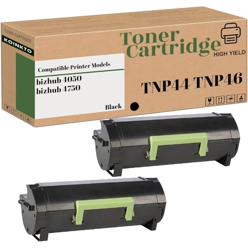 Image of KOINKTO TNP44 TNP46 Toner Cartridge Compatible Replacement for Konica Minolta TNP-46, TNP-44 A6VK01W A6VK01F bizhub 4050 4750 Printer, 20000 Pages (2-Pack Black)