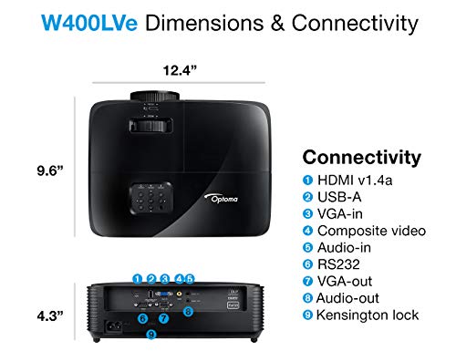 Optoma W400Lve Wxga Professional Projector | 4000 Lumens For Lights-On Viewing | Presentations In Classrooms & Meeting Rooms | Up To 15,000 Hour Lamp Life | Speaker Built In #TOP7