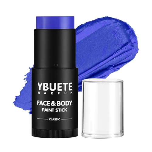 YBUETE Blue Face Body Painting Stick, Professional Full-coverage Cream Blue Face Paint for Halloween SFX Corpse Bride Cosplay Makeup, Washable Eye Body Stick for Adult Carnival & Costume Party