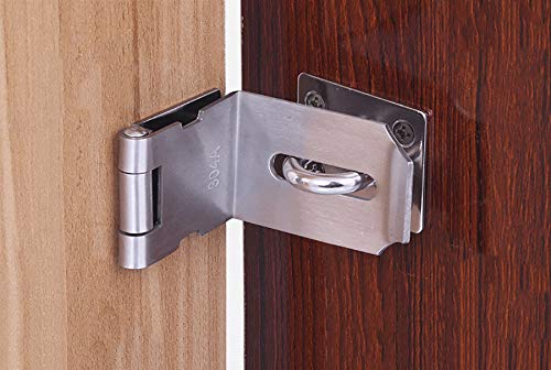 Howdia 4 Inch Door Hasp Latch 90 Degree, Stainless Steel Safety Right Angle Padlock Hasp Locking Latch Security Door Clasp Hasp Lock Latch For Push/Sliding/Barn Door, 2Mm Thick, Brushed Silver #TOP5