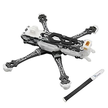 Quadro de drone Trying Fly FPV, drone de corrida FPV 6S Freestyle, impressão de tela, fibra de carbono de distância entre eixos de 218 mm, braços de 12,7 cm 6 mm (branco novo)