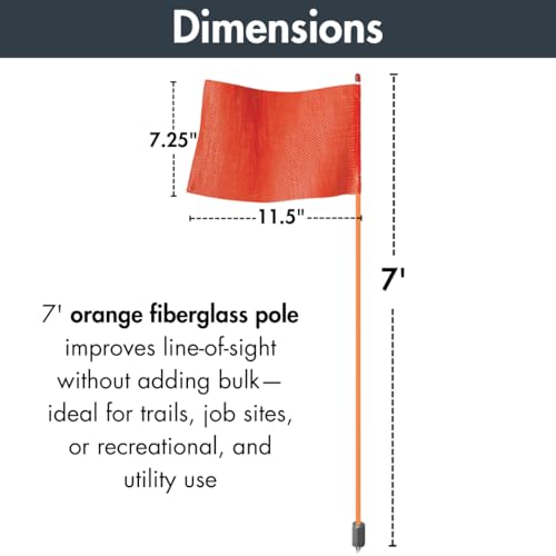 Checkers 7\' Orange ATV/UTV Flag Pole Whip with High Visibility Square Orange Offroad Flag - Light Duty Safety Flags for Four Wheelers, Off Road, Dunes - Made in the USA - FSRR7O-HB - Thumbnail 4
