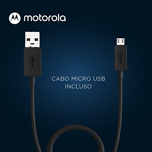 Motorola, Carregador Rápido 10W, 100-240V, Cabo 1 Metro, Porta USB-A, Cabo Micro-USB