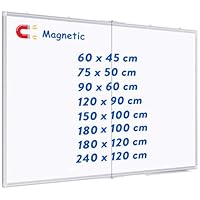 maxtek Whiteboard Magnetisch 120 x 90 cm, Magnettafel Groß mit Aluminiumrahmen und Abnehmbarem Tablett, Trocken Abwischbar Beidseitig Beschreibbar Pinnwand Magnetisch, Geeignet für Büro, Schule, Haus