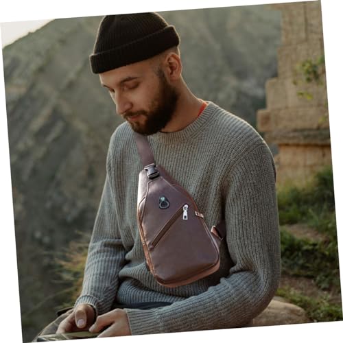 Bolsa tiracolo masculina de couro PU com alça transversal e zíper para lazer, mochila tiracolo para