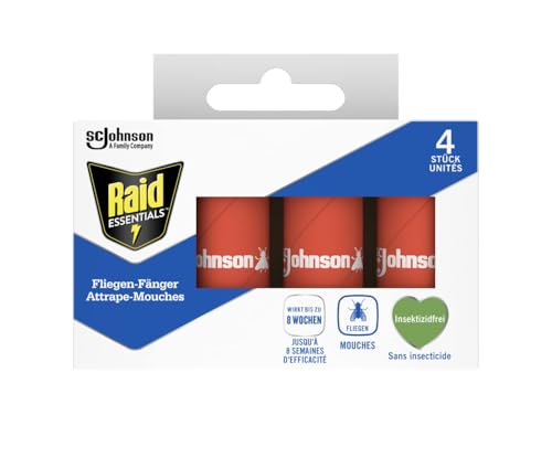 Raid (Paral) Fliegen-Fänger Classic, Klebefalle, Schutz vor fliegenden Insekten, 1er Pack (1 x 4 Stück)
