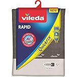 Vileda Rapid Copriasse Da Stiro Universale, In Cotone E Alluminio, Termoriflettente, Con Fermacorda, Grigio, 110-130 x 30-45 Cm