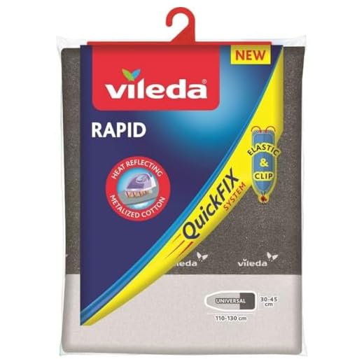 Vileda Express Rapid Strijkplankovertrek voor stoomstrijkijzer, gemetalliseerd en warmtereflecterend oppervlak voor sneller strijken, 30-45cm x 110-130cm, kleur zilvergrijs metallic