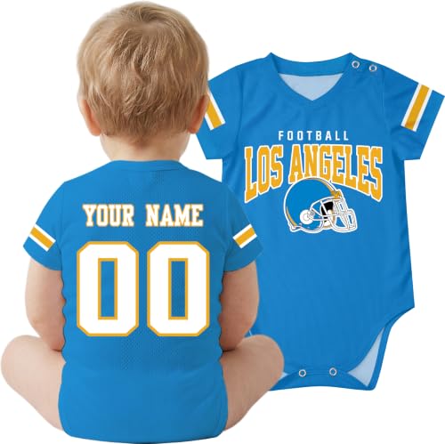 OAOANS Los Angeles Baby Clothes Custom Name Number Personalized Baby Jersey 0-24 Months