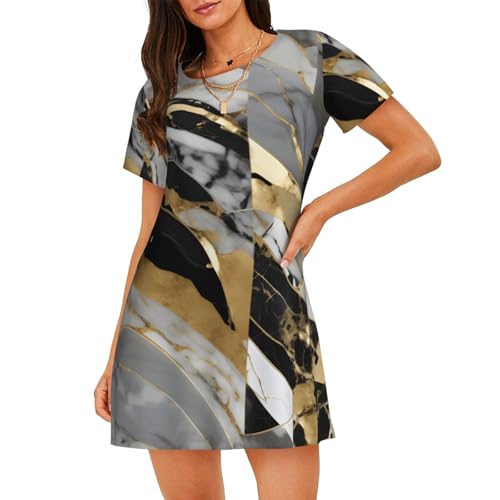 Chemise de nuit imprimé marbre chic, le cadeau parfait pour femme