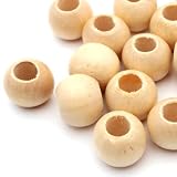 ウッドビーズ パーツ 12mm 太穴 50個入り 木製 ナチュラル カラー 大穴 アクセサリー スペーサー 丸 太い穴 ラウンド ハンドメイド アクセサリー 材料