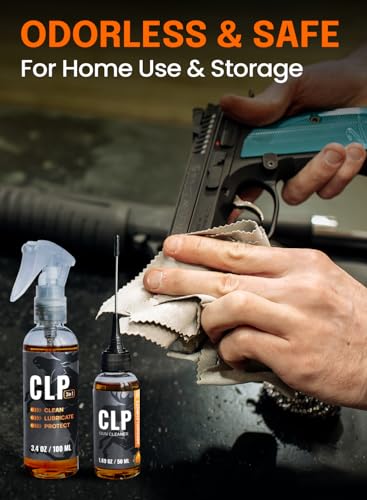 Clp Gun Cleaner and Lubricant kit 5 Oz. Gun Oil Spray & Needle Oiler - 3-in-1 Cleaner, Lubricant & Protectant Gun Oil and Cleaner Kit - Clp Gun Cleaning Oil and 50 Pcs 3x3 Gun Cleaning Patches