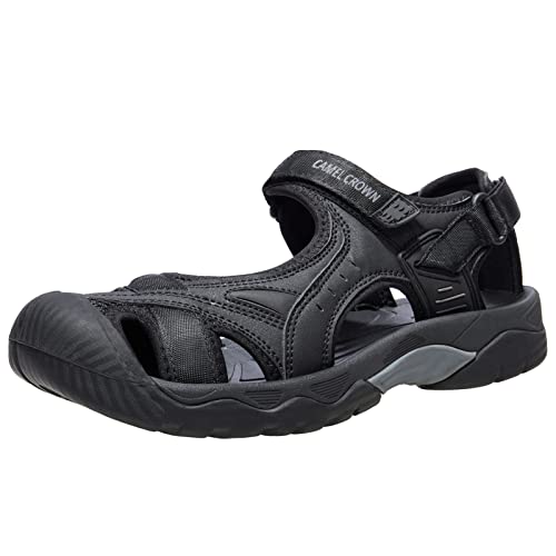 CAMEL CROWN Mens Closed Toe Sandals Outdoor Hiking Sport Water Shoes Waterproof Athletic Comfortable Beach Walking Sandal Fisherman Summer (Black, adult, men, numeric_11, numeric, us_footwear_size_system, medium)
