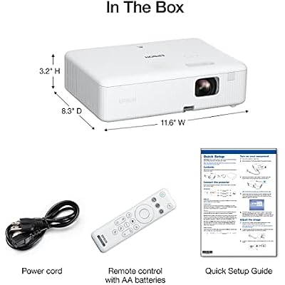 Epson EpiqVision Flex CO-W01 Portable Projector 3-Chip 3LCD, Widescreen, 3000 Lumens Color/White Brightness, 5 W Speaker, 300-Inch Home Entertainment and Work, Streaming Ready