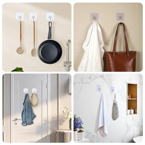 Image of Aynoo Adhesive Hooks,Towel Coat Hooks for Hanging Heavy Duty Wall Sticker,10Packs,13lb(Max)