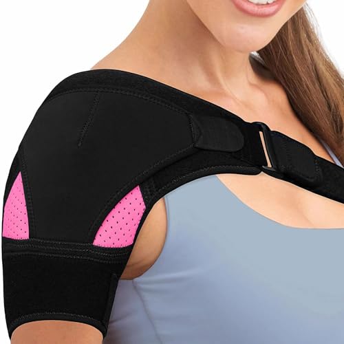 Grosion Shoulder Support, Adjustable Shoulder Brace for Men Women, Shoulder Brace for Pain Frozen Shoulders Dislocated, Fits Left and Right, One size