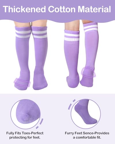 Derkue 5 Pair Toddler Soccer Socks,Kids Soccer Socks 4-12 Year,Knee High Tube Long Soccer socks for Girls and Boys2
