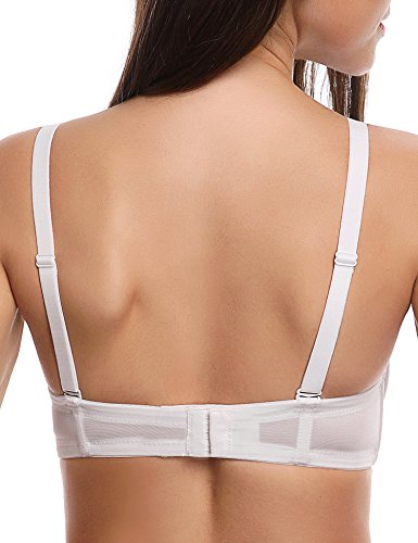 Wingslove Women's Strapless Full Figure Bra Underwire Multiway Contour Plus Size Bra Red Carpet (White,32H) #TOP3