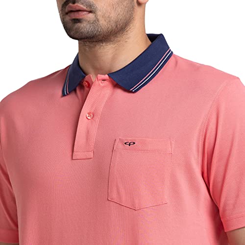 Image of Colorplus Men's Pure Cotton Solid Pattern Classic Fit Polo Neck Half Sleeve Casual T-Shirt