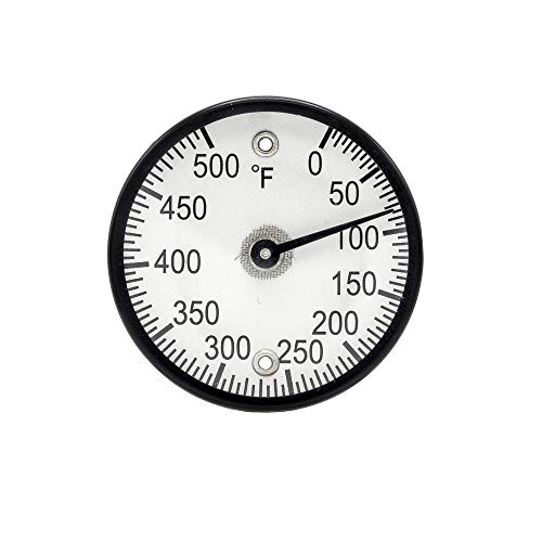 PIC Gauges B2MS-Q Black Steel Case Surface Mount Thermometer, Magnetic Connection, 2" Dial, 50/500° F Temperature Range