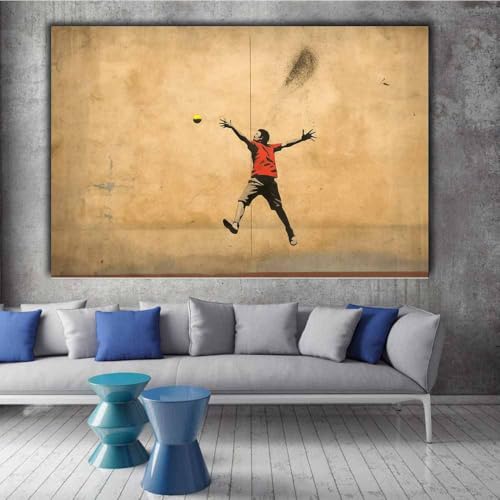 Tableau decoration murale tennis minimaliste et abstrait beige